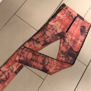 Pink w black sequin stretch pants like new medium